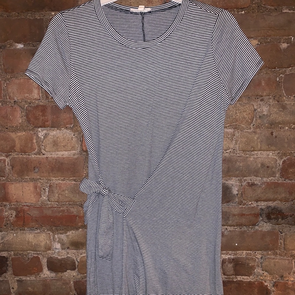 Striped Tie Front T-shirt Dress